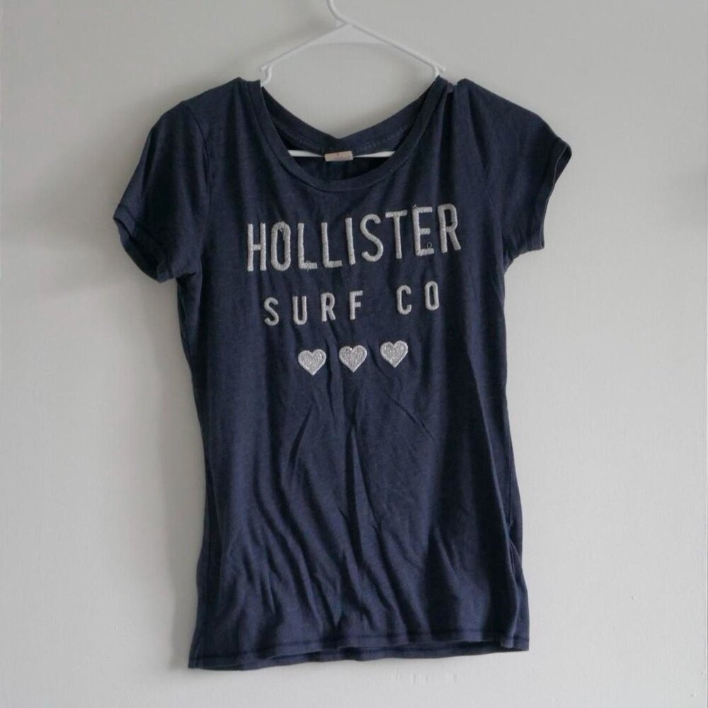 Women's Navy and Silver T-shirt